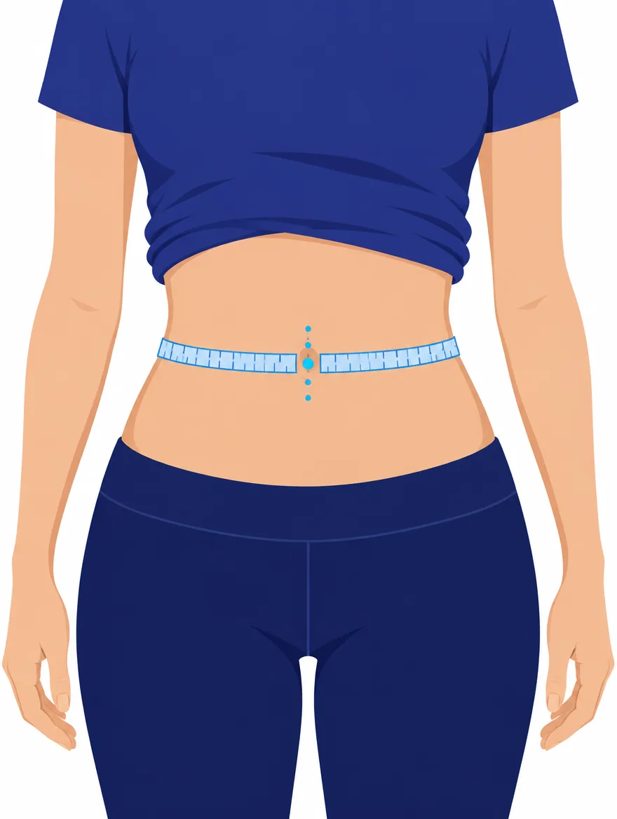 Simple illustration showing where the tape sits around the waist