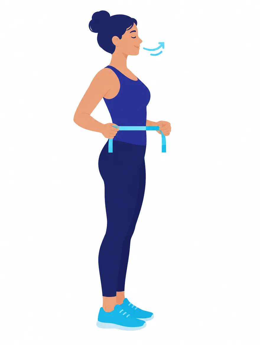 Side view illustration of the tape position at navel level